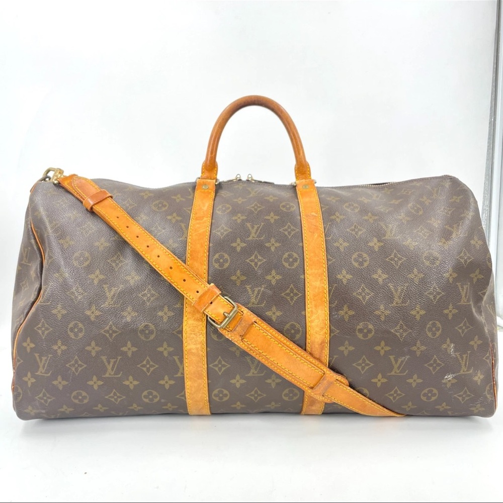 Louis Vuitton Monogram Canvas Duffel Bag with Tan Accents